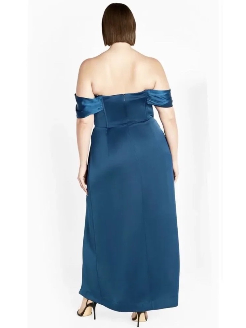 City Chic Forbidden Love Poseidon Blue Off-Shoulder Formal Maxi Gown 20 - Picture 2 of 13